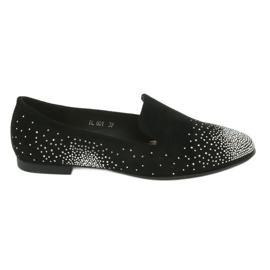 Sergio Leone Kvinders ballerinas med zirkoner sort 601