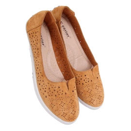 Camel ZA02P Kamel openwork ballerinaer brun
