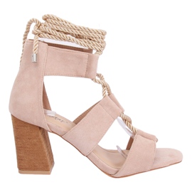 Beige højhælede sandaler LL-229P Beige