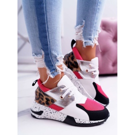 LU BOO Hvide sko til kvinder med leopardprint 12553-10 flerfarvet