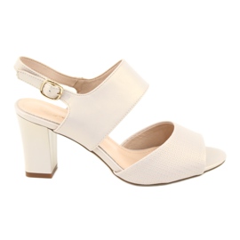 Sergio Leone Kvinders perle beige sandaler SK778 på stolpen