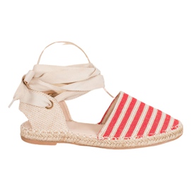 Small Swan Espadriller med dekorativt bånd brun rød