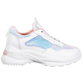 SHELOVET Moderigtige sneakers med pailletter hvid