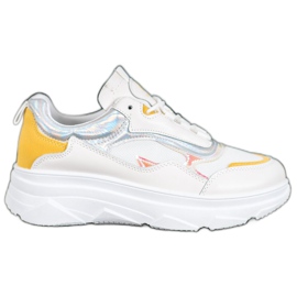 SHELOVET Moderigtige hvide sneakers gul
