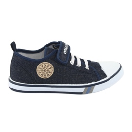 Sneakers med læderindsats Atletico marineblå jeans BSM029 marine blå