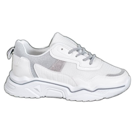 SHELOVET Sneakers på platformen med glitter hvid