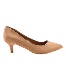 Brune pumps på YS-8703 hælen beige gylden