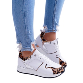 Hvide damesko sneakers leopard 19009
