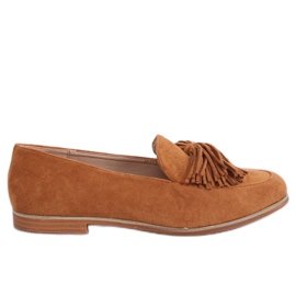 Dame loafers med frynser kamel T357P Camel brun