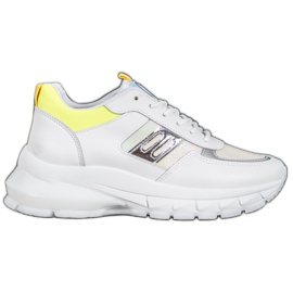 SHELOVET Moderigtige Eco Leather Sneakers hvid sølv gul