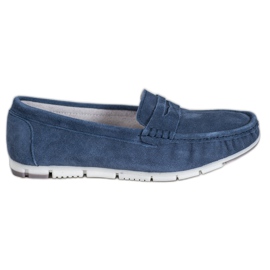 Filippo Marineblå læder loafers