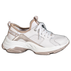 Goodin Openwork læder sneakers hvid gul