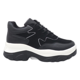 Sorte sneakers i økologisk læder E3260