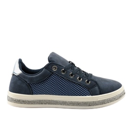 Marineblå sneakers dekoreret med zirkoner 1153-Y marine blå