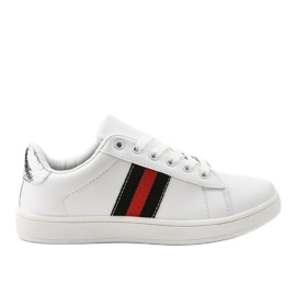 Hvide klassiske sneakers D1903-319 sort rød