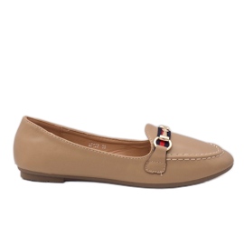 Khaki loafers øko-læder ballerinaer 9F177 beige