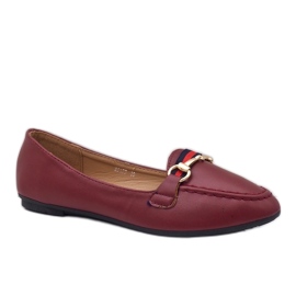 Burgundy øko-læder ballerina loafers 9F177 rød