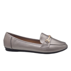 Sølv eco-læder ballerina loafers 9F176 grå