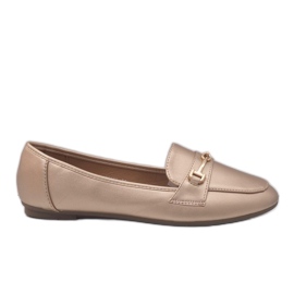 Gyldne læder ballerina loafers 9F176 gylden