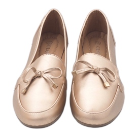 Gyldne læder ballerina loafers 9F175 gylden