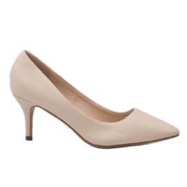 Beige lave pumps på en K308 hæl