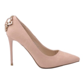Pink klassiske hæle med cubic zirconia 9229-13 lyserød
