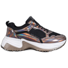SHELOVET Mode sneakers med Holo -effekt brun sort