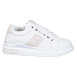 Weide Sportssko med beige indsatser hvid