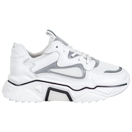 Weide Moderigtige sneakers med mesh hvid