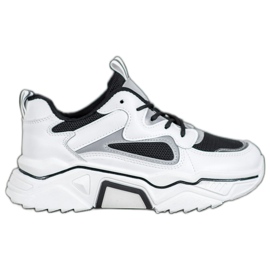 Weide Moderigtige sneakers med mesh hvid sort