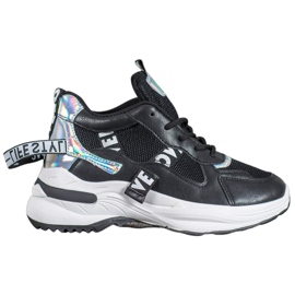 Weide Moderigtige sneakers med påskrifter sort