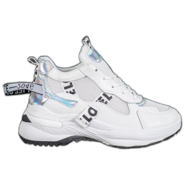 Weide Moderigtige sneakers med påskrifter hvid