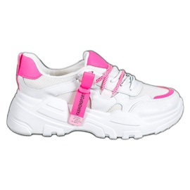 SHELOVET Mode sport sneakers hvid lyserød