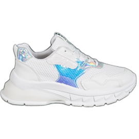 SHELOVET Sneakers med mesh hvid