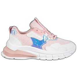SHELOVET Sneakers med mesh hvid lyserød