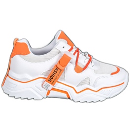 SHELOVET Damemode Sneakers hvid orange