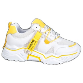 SHELOVET Damemode Sneakers hvid gul