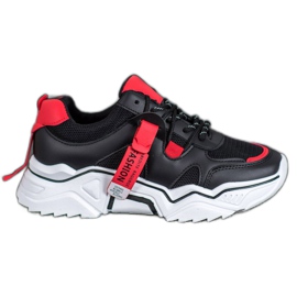 SHELOVET Damemode Sneakers sort rød