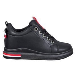 Weide Sneakers med skjult kile sort rød