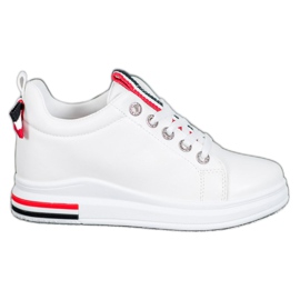 Weide Sneakers med skjult kile hvid sort rød