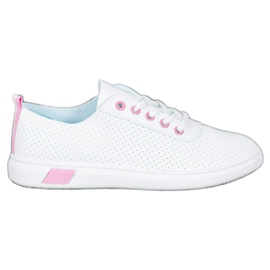 SHELOVET Åbne sneakers med øko -læder hvid lyserød