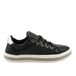 Sorte sneakers dekoreret med zirkoner 1153-Y grå