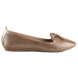 Åbent ballerinas med en VINCEZA sløjfe beige gylden