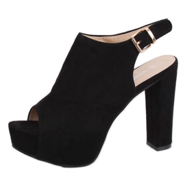 Sort YL-0100 Sorte sandaler med plateau