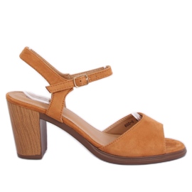 Sandaler høje hæle kamel 660-6 Camel brun flerfarvet