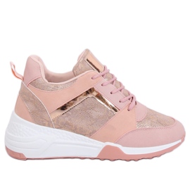 Pink wedge sneakers YL-33 Champagne lyserød