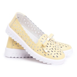 S.Barski Gul kvinders læder openwork loafers LR71515