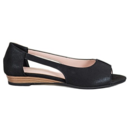 Open Toe VINCEZA ballerinaer sort