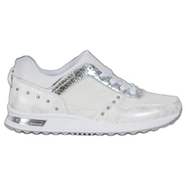 Emaks Skinnende sneakers på platformen hvid grå