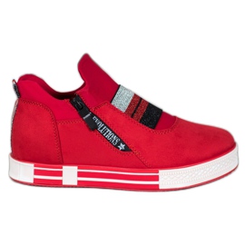 Ideal Shoes Slip-on sneakers med lynlås rød